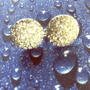 Starburst button faux diamond screw on earrings.